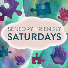 Sensory-Friendly Saturdays logo with puzzle pieces and hands